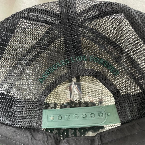 Assholes Lives Forever Embroidered Snapback Hat | Black Mesh, Green Brim | NWOT - Picture 3 of 4